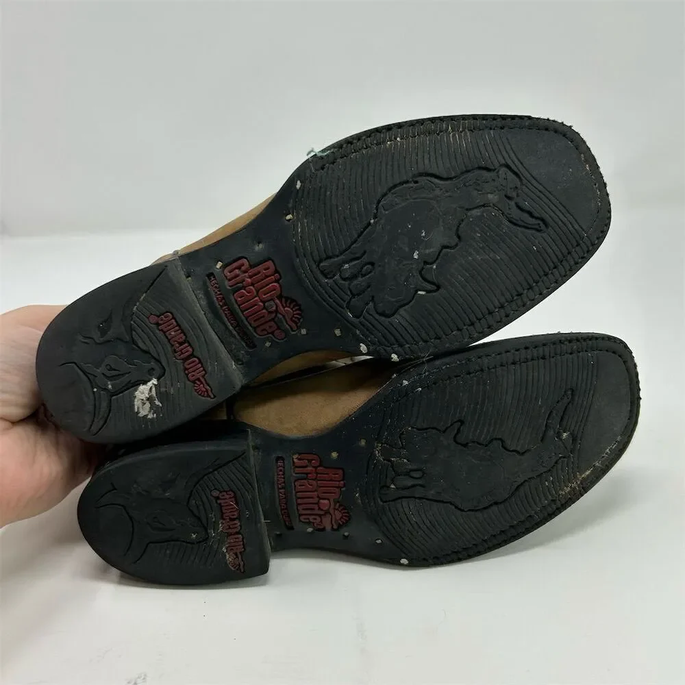Rio Grande Youth Boys Western Pull On Cowboy Boots Embroidered US Size 2